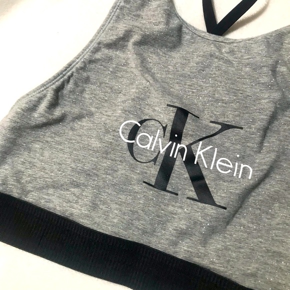 Calvin Klein Gray Sparkle Sports Bra - Picture 2 of 11